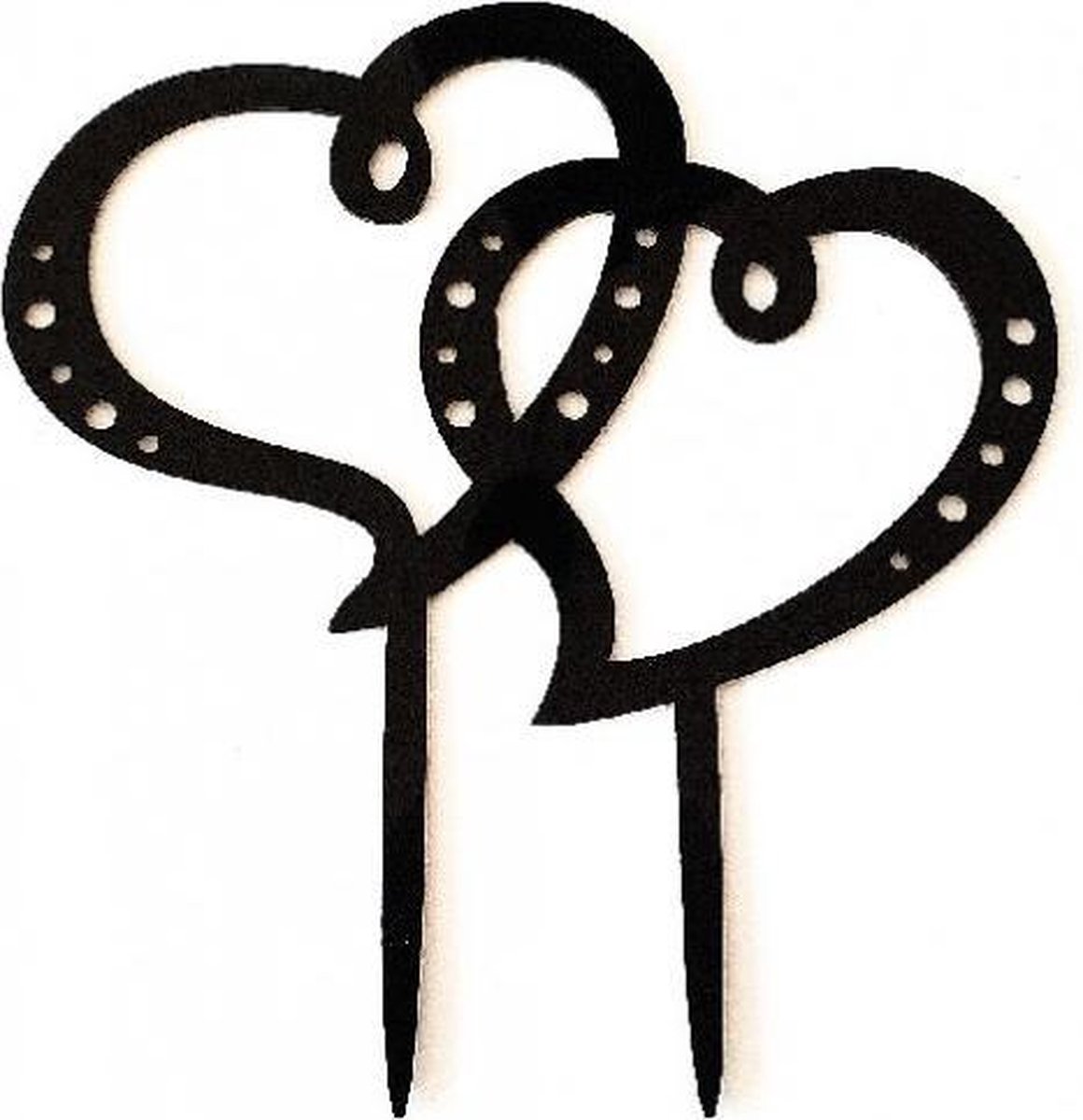 Taartdecoratie| Taarttopper| Cake topper | Taartversiering| Dubbel hart zwart | kunststof ( acryl ).